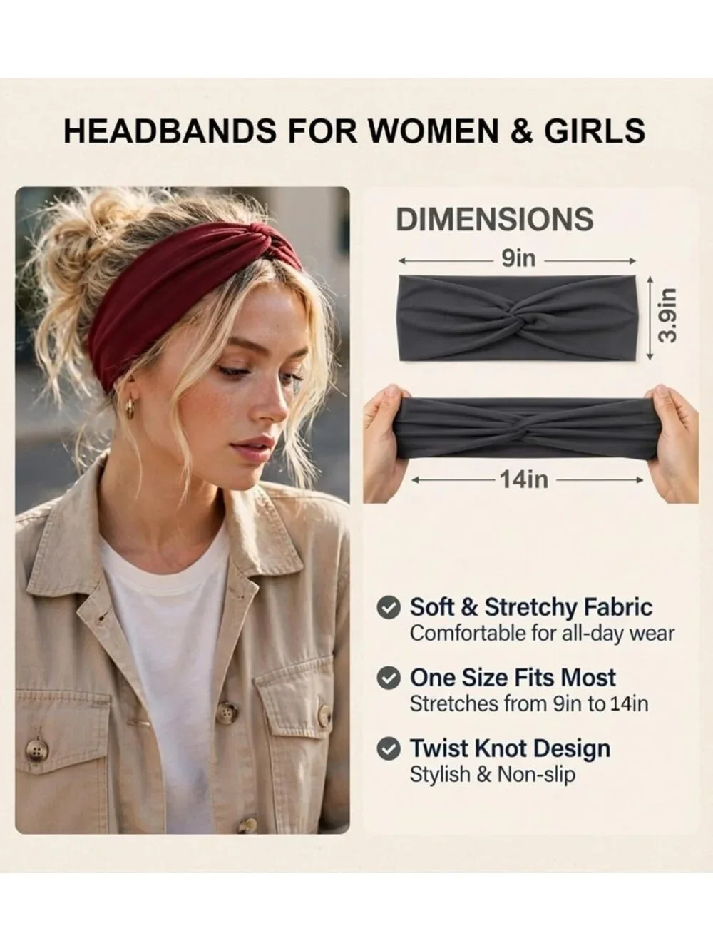 12 Pack Wide Stretchy Twist Knot Headbands for Women - Fashion Hair Accessories